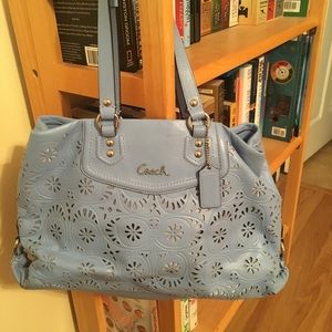 Coach blue leather flower bag